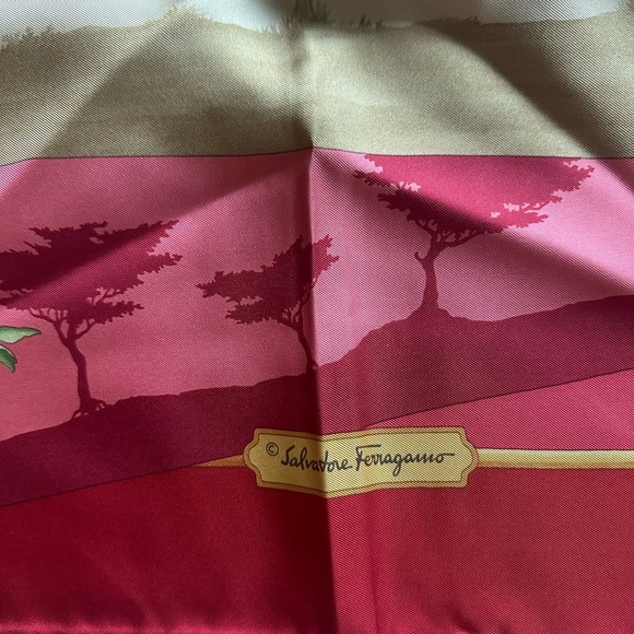 Salvatore Ferragamo Red and Pink Silk Scarf - Picture 3 of 3